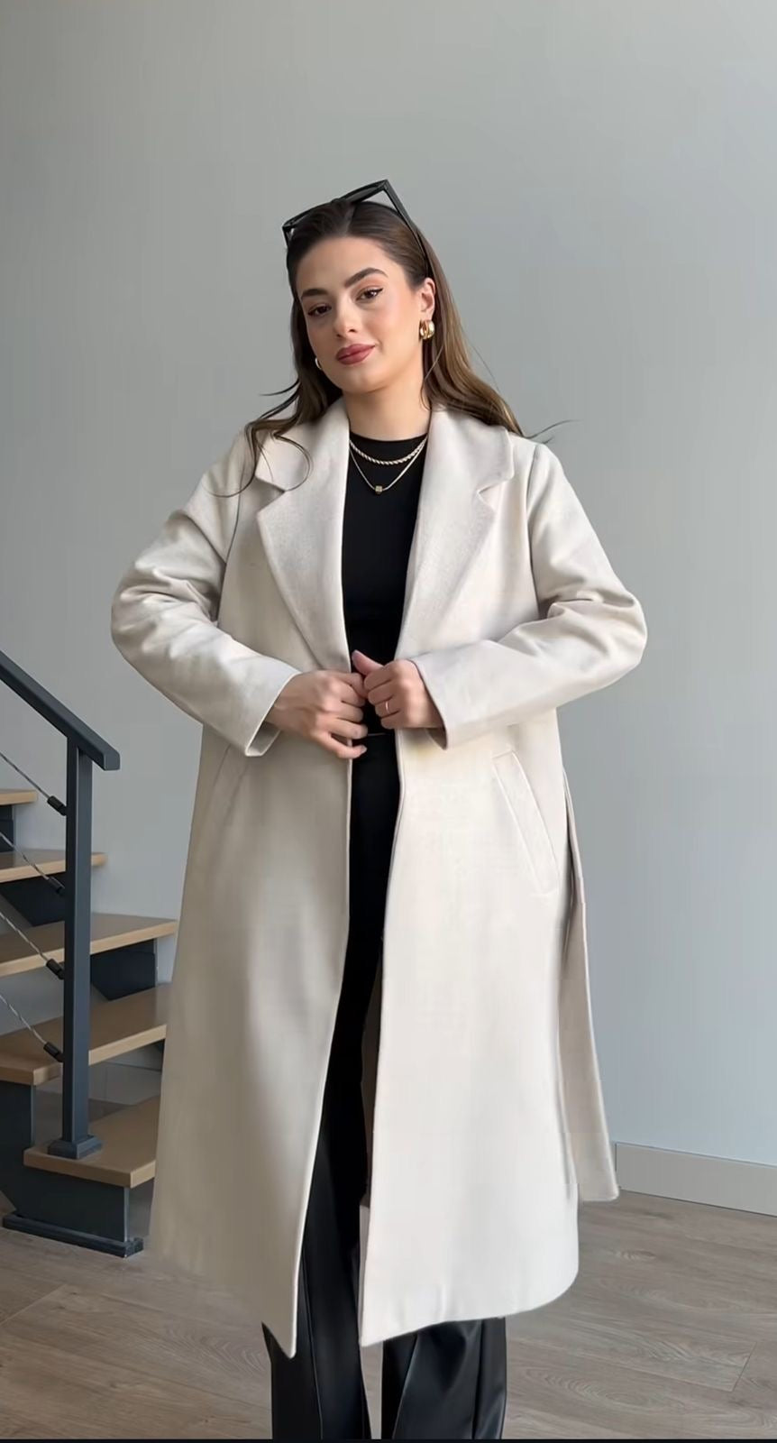 Winter Fleece Coat With Belt & Double Side Pocket