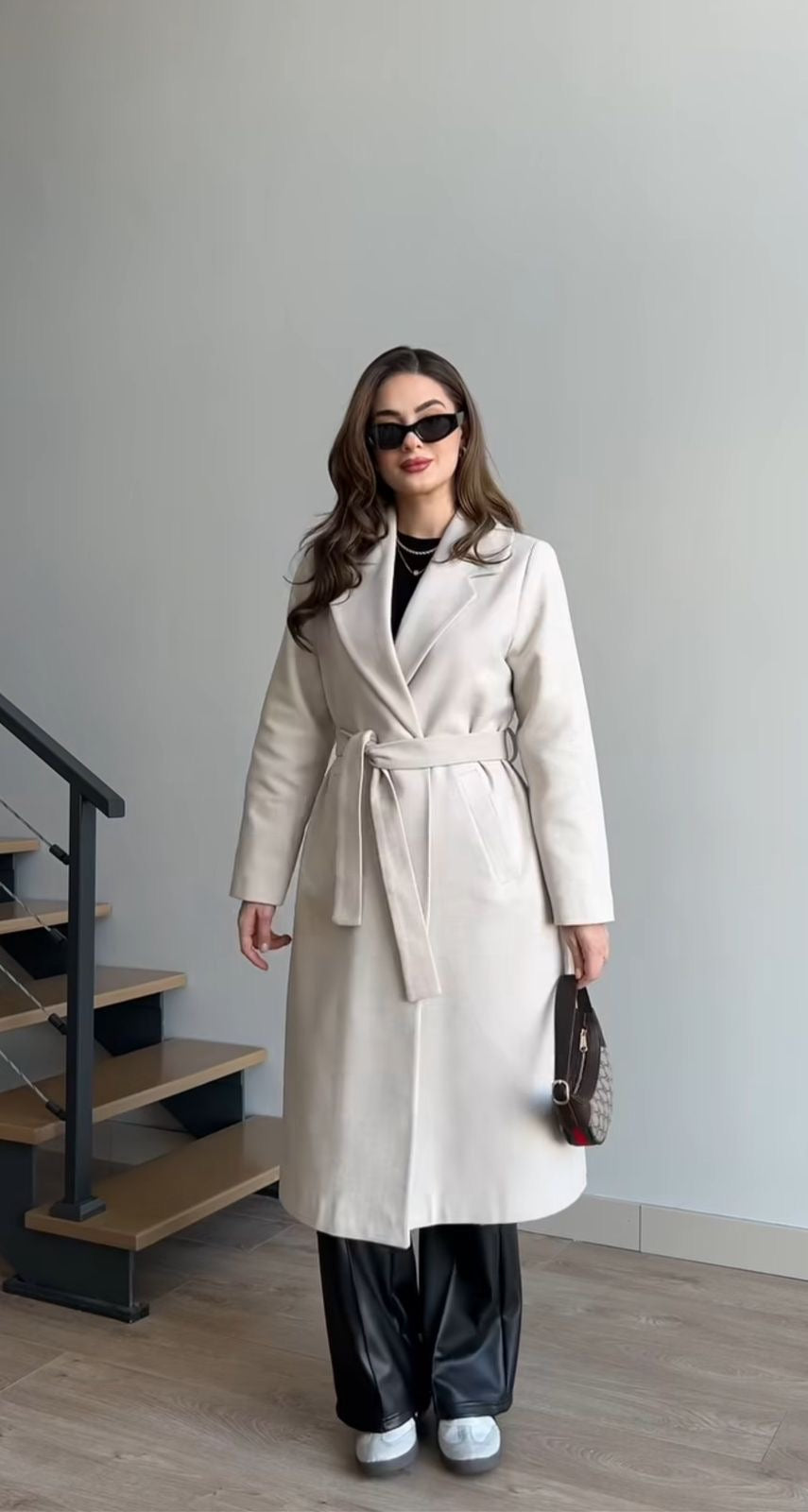Winter Fleece Coat With Belt & Double Side Pocket