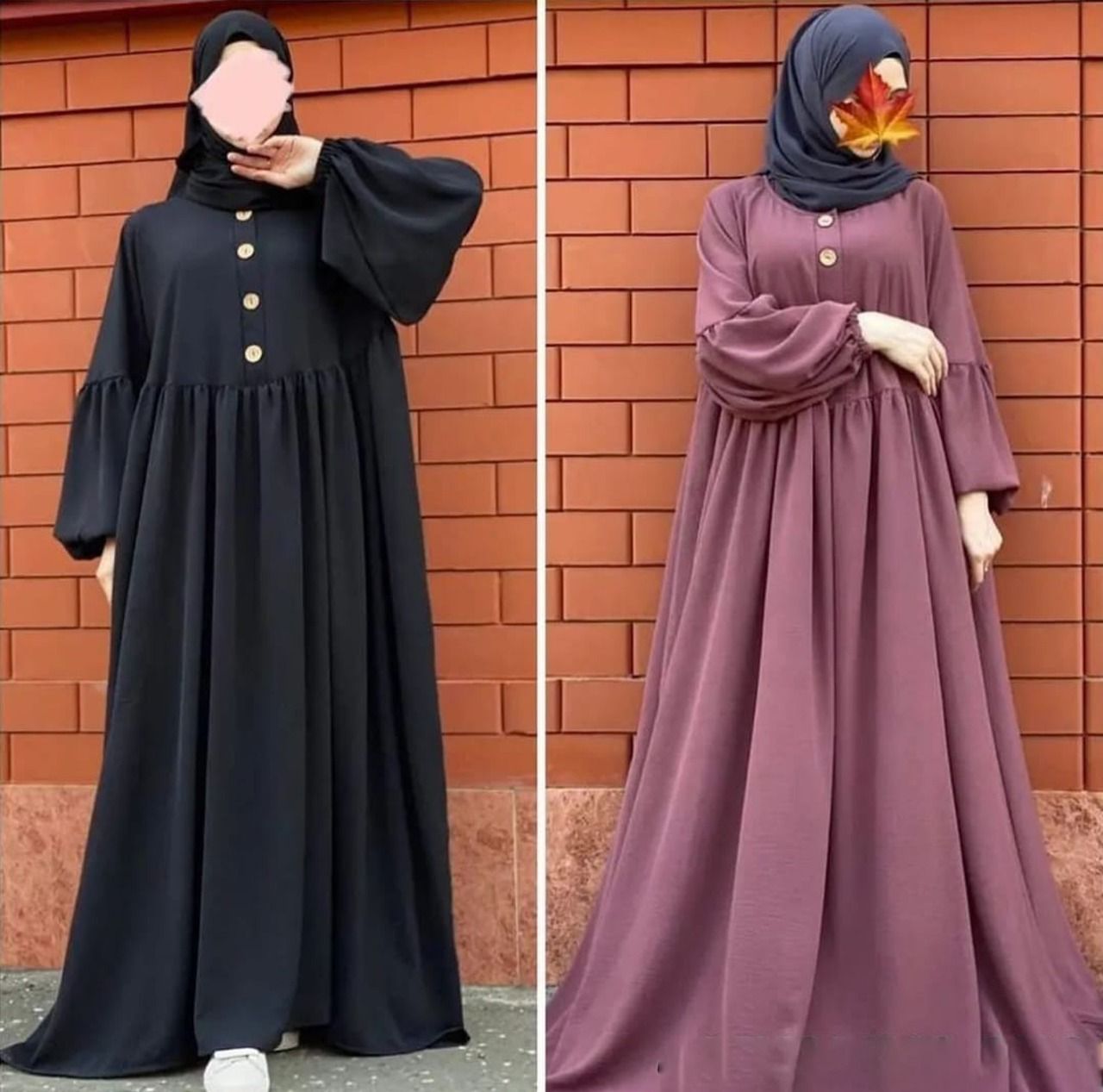 Wood button Abaya