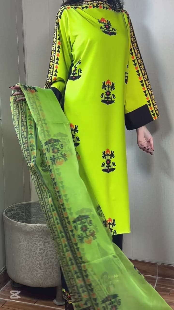 ZEST TRIBAL 3PCS SET WITH CHAFFON DUPATTA