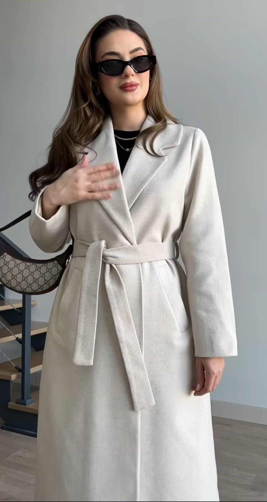 Winter Fleece Coat With Belt & Double Side Pocket