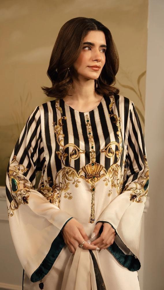 *IVORY ROYAL PRINTED LONG SET  2PCS*