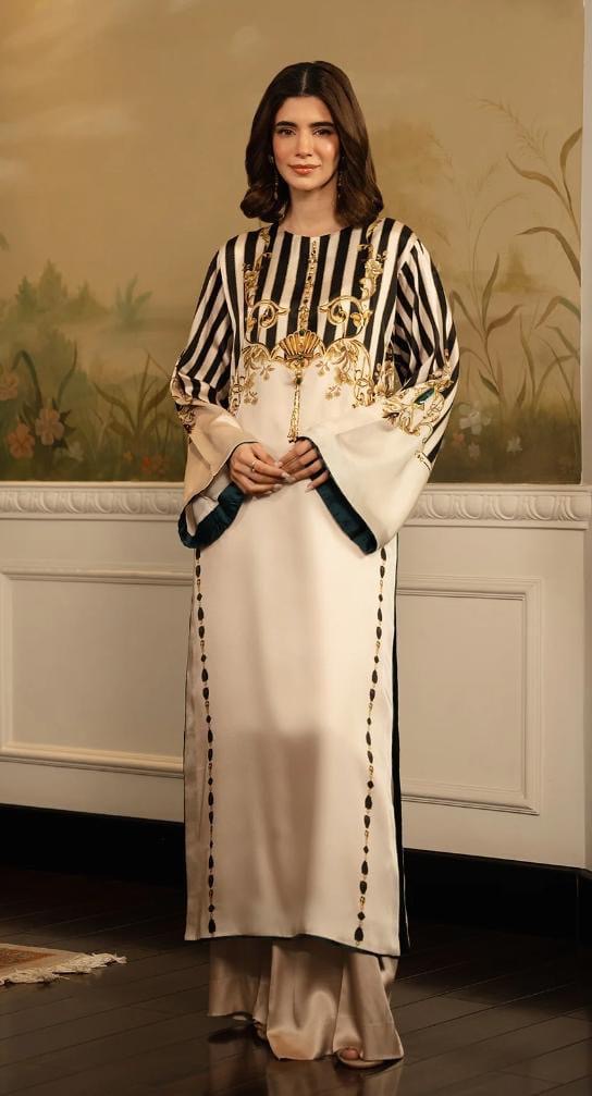 *IVORY ROYAL PRINTED LONG SET  2PCS*