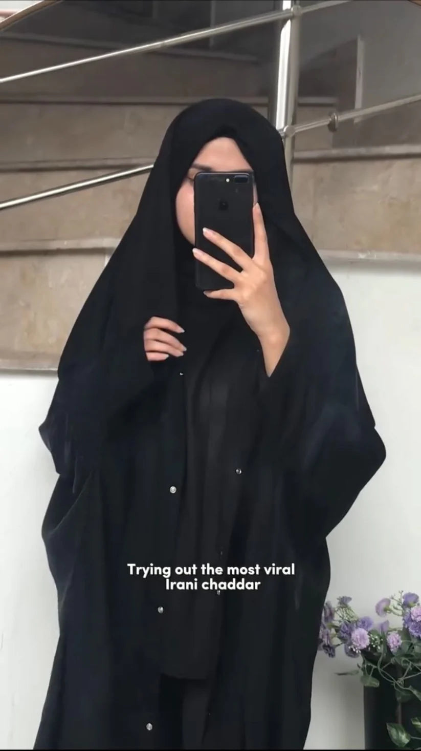 Irani Chaddar With Sleeves And Button