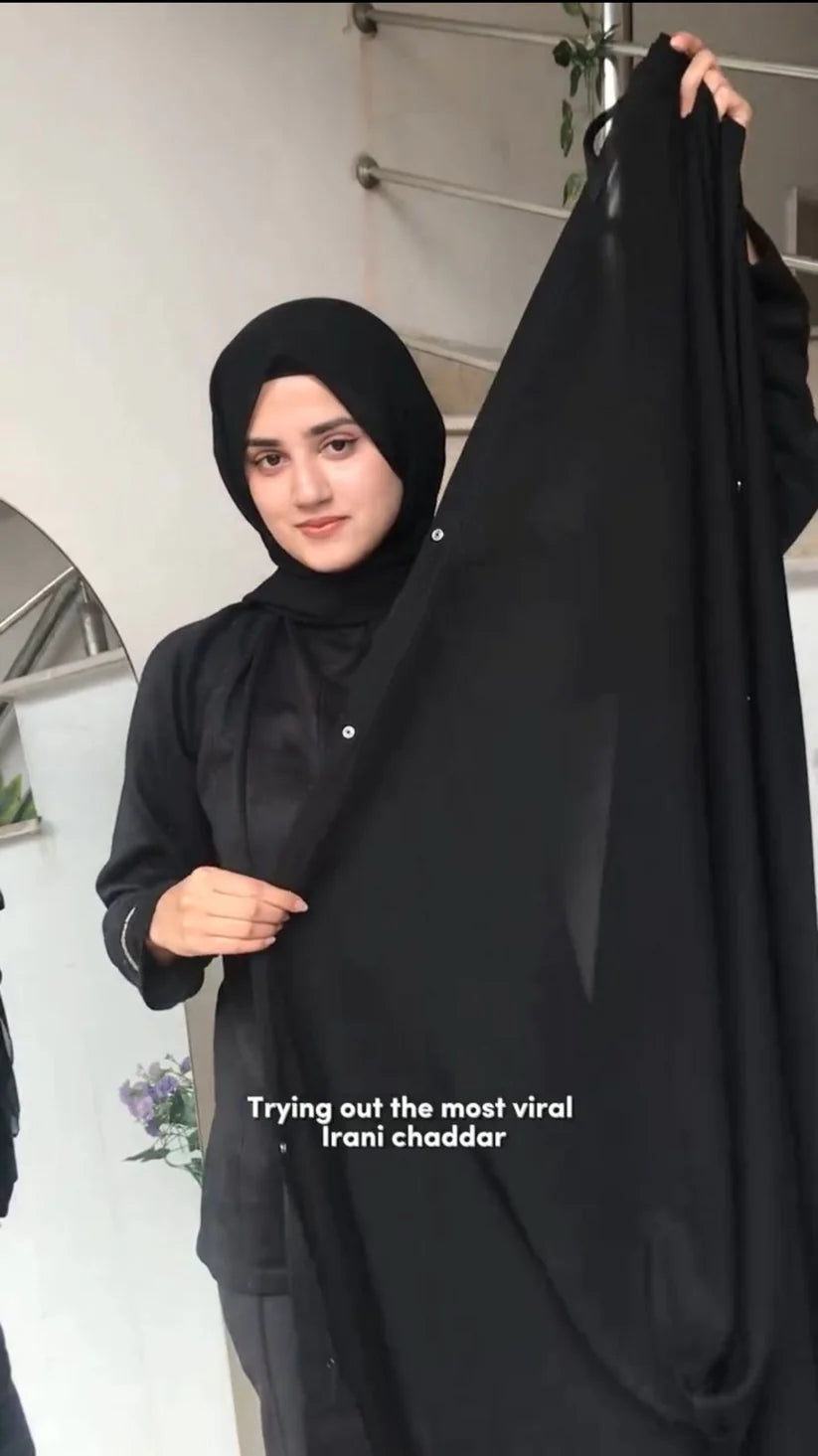 Irani Chaddar With Sleeves And Button