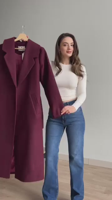 Winter Fleece Coat With Belt & Double Side Pocket