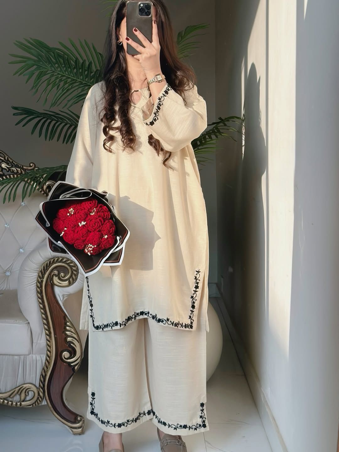 Elegant Ivory Cotton 2 Piece Suit