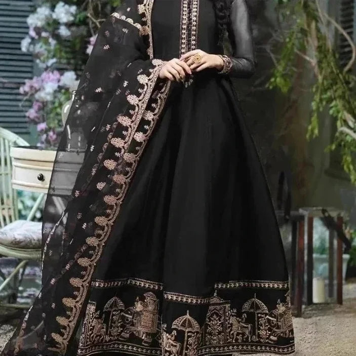 ***EID COLLECTION***
Shahi Border Embroidery Maxi With Embroidery Dupatta  Pec Suit