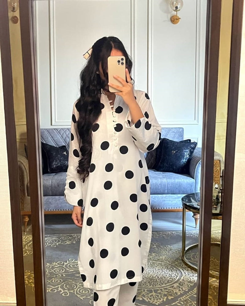 New Polka dots Printed 2Pec Suit