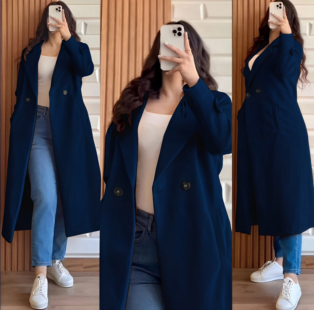 Winter Collection Long Coat Both Sided Pockets With Long Sleeves Women Coat